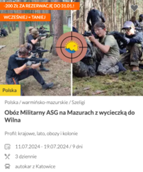 Obóz Militarny ASG na Mazurach z wycieczką do Wilna