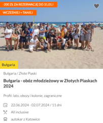 Bułgaria - obóz młodzieżowy w Złotych Piaskach 2024